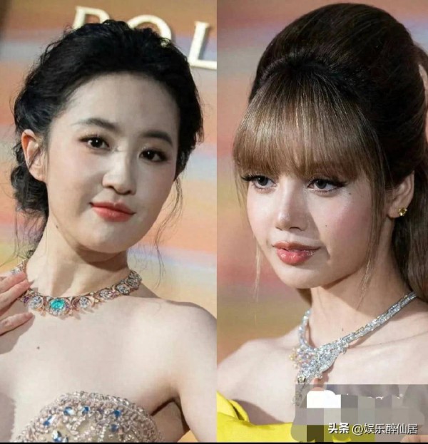 刘亦菲宝格丽活动亮相, 与印度女星亲密互动, 同框Lisa瞬间自卑