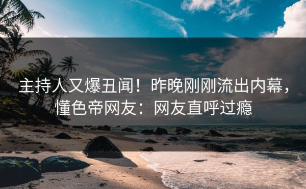 主持人又爆丑闻！昨晚刚刚流出内幕，懂色帝网友：网友直呼过瘾