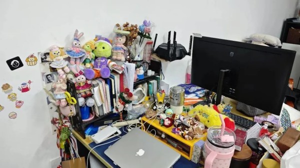 ▲同事的工位上摆满了迪士尼公仔（图/作者供图）