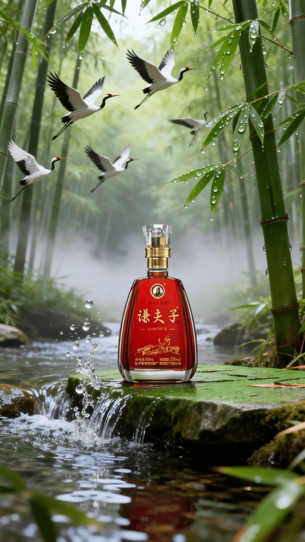 jimeng-2026-01-07-1451-原创高清图片，给我生成一个仙境的背景，把这个酒融入进去，每组图片不要重复._0.png
