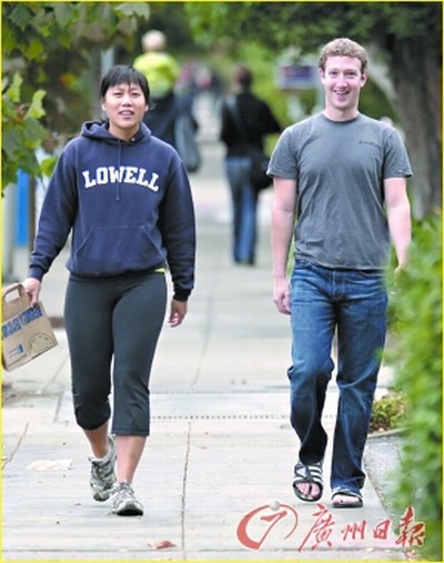 现实中的Facebook创始人马克-扎克伯格与他的华裔女友