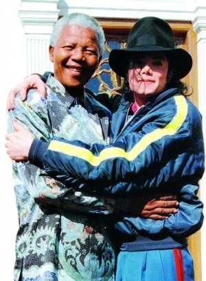 杰克逊与南非前总统合影旧照慈善之心得称赞