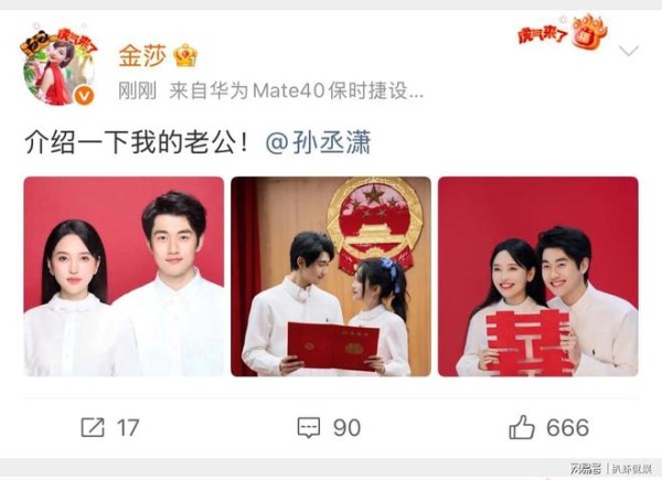 金莎孙丞潇领证结婚，相差17岁修成正果，婚后财产由金莎管理