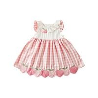 Sweet Exquisite Juicy Peach Patchwork Summer Baby Girls Dres...