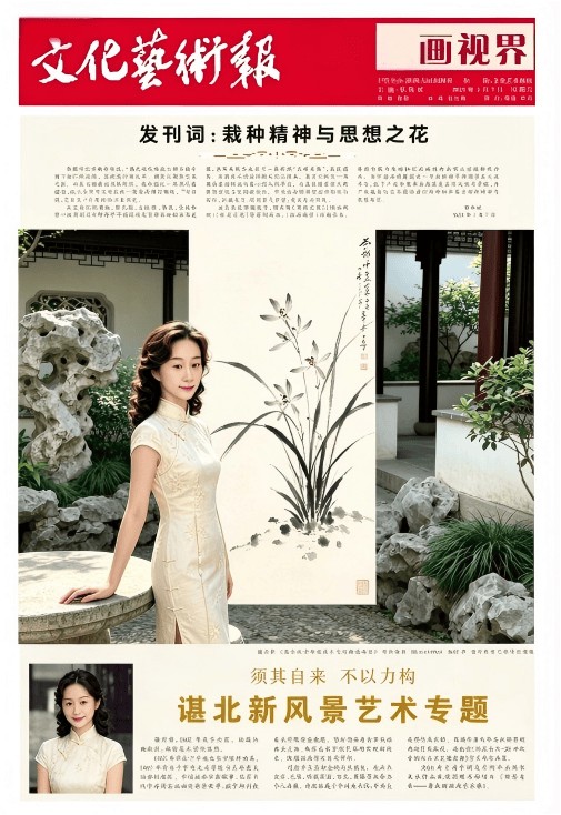 画家刘芷柠发表文化艺术报的专刊，刘芷柠的笔墨风骨