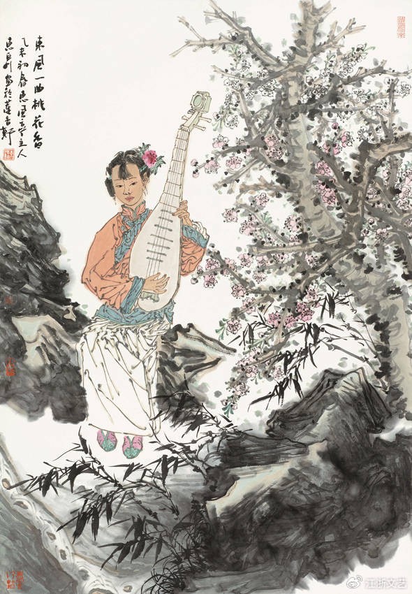墨彩含韵，诗入画境——评徐惠泉《东风一曲桃花香》