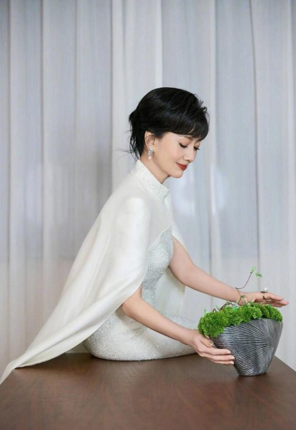 赵雅芝侧颜柔美，保养有方。