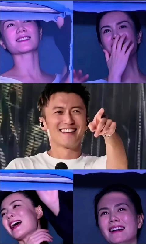 王菲在那英演唱会大笑，谢霆锋演唱会害羞躲闪